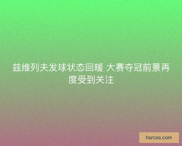兹维列夫发球状态回暖 大赛夺冠前景再度受到关注