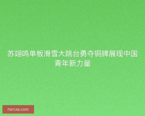 苏翊鸣单板滑雪大跳台勇夺铜牌展现中国青年新力量